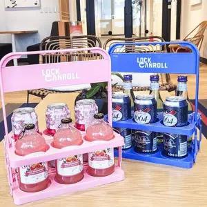 플라스틱 음료 캐리어 다용도 휴대용 피크닉 접이식 음료 캐리어 바베큐 캠핑용 음료수 6구캔 보관함