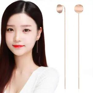 14K 713GFP61 GOLD 로즈골드 미셀 서클 라운드 체인 롱 귀걸이