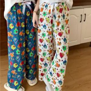 봄여름 가볍고 편한 패턴 파자마 바지 여성 밴딩팬츠 잠옷 파자마 바지 수면 긴