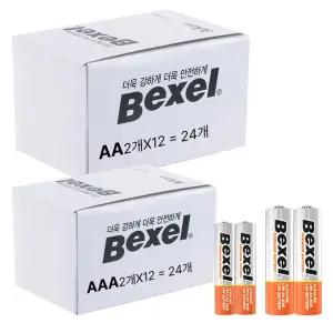 국산 벡셀 알라카인 건전지 AA / AAA 24알 세트