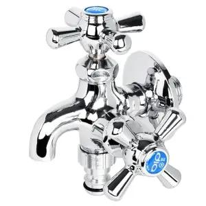 SP십자 양갈래수도꼭지 수전부품 두갈래 세탁수전 탭