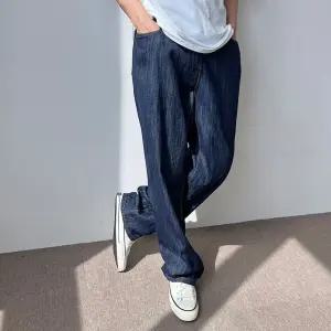 린넨 청바지 와이드 팬츠 데님 팬츠 캐주얼 허리밴딩 yti8+2BUh