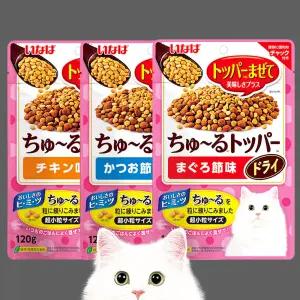 (유통기한26년4월) 이나바 츄르토퍼 드라이 토핑 고양이간식 3종콤보, 120g, 3개