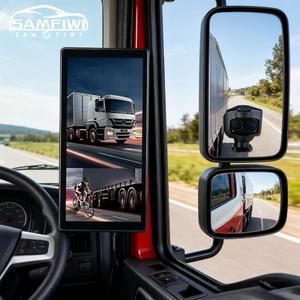 호환 10.36인치 BSD 레이더 알람 차량용 DVR 비디오 녹화 2채널 AHD 사이드 뷰 카메라 트럭 버스 후방 미러