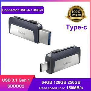 SanDisk 2-in-1 Ultra 듀얼 드라이브 USB Type-C 64G 128G 256GB OTG USB3.1 최대 150MB/s 및 성능