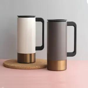 스텐 손잡이 보냉 에펠타워 머그컵 350ml/보온컵/뚜껑/스텐레스/뚜껑컵/캠핑용/차량용/보온/핸들/가정용