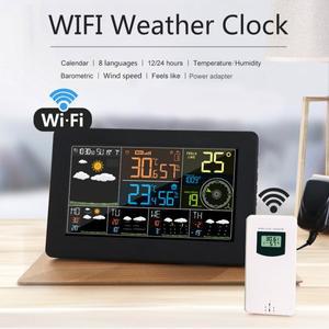 FJW4 컬러 WiFi 기상 관측소 APP 제어 스마트 날씨 모니터 실내 실외 온도 습도 디지털 시계 기능