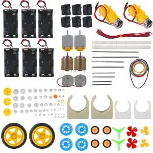 DC 모터 키트 미니 전기 취미 프로펠러 스위치 TT 홀더 플라스틱 로커 기어 배터리 6종 보트 82PCS 샤프트