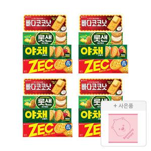 롯데웰푸드 비스킷 기획세트, 277g, 4개 + 증정 (잔망루피 미니수건,1개)