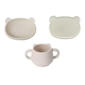 블루마마 유아 이유식 식판 뚜껑 양손컵 세트 크림 BNA