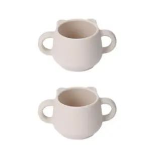 블루마마 유아컵 캐릭터 귀여운 실리콘 물컵 크림X2 BNA