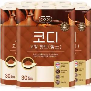 코디 고창 황토 3겹 화장지 30m 30롤 3팩 (90롤)