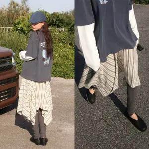 [모코블링]프린 언발 미디스커트 밴딩스커트 미디스커트 언발스커트 스트랩스커트 봄옷