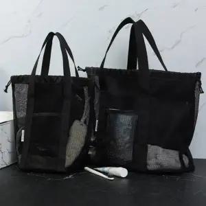 ( )대형 메쉬 목욕 가방 아이보리 수영장 사우나 넉넉한 수납 휴대용 가방