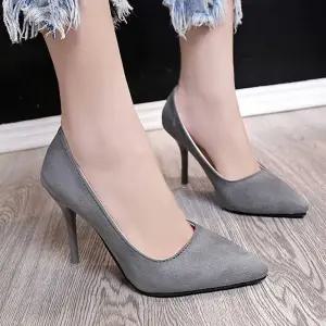 심플 스웨이드 뾰족코 펌프스힐 스틸레토 하이힐 11cm wmQ8+7ZpS