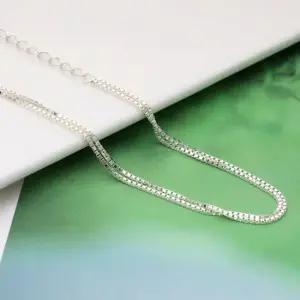 은팔찌 92.5 실버 두줄 사각 체인 은 팔찌 여성팔찌