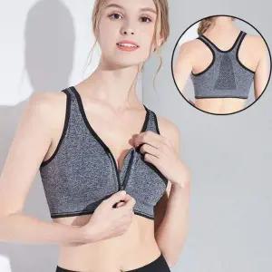 여성 스포츠 브라 앞지퍼 브라탑 운동 브래지어 2색