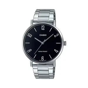 카시오 MTP-VT01D-1B2 라운드 남성 메탈 아날로그 시계
