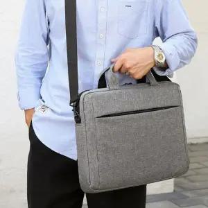 [RIZPICK]심플 파우치 서류가방 크로스 숄더백 그레이 15인치 수납 가방