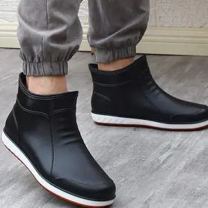 [RIZPICK]남성용 모던 숏 레인부츠 가벼운 방수 장화 장마철 데일리 슈즈