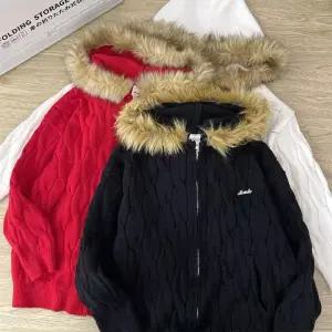 남친 겨울 가을 빈티지 니트 아이템 따뜻한 털 칼라 집업 꽈배기 트렌디 후드 카디건 HT4