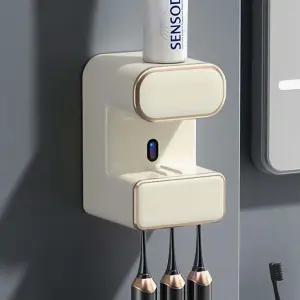 PrimeBulk 치약 디스펜서 겸 칫솔살균기 아이보리