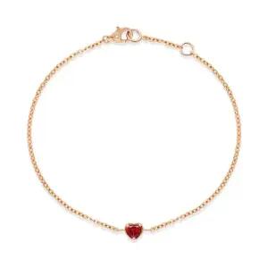 [비앤비골드] 14K 가넷 하트 함마링체인 팔찌 NPB40199