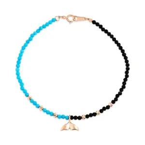 [비앤비골드] 14K 고래꼬리 컷팅볼 터키석 하프 팔찌 SNB41123