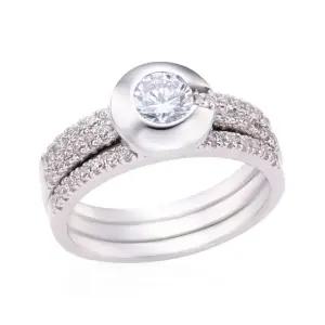 [비앤비골드] 14K 5mm 원형 웨딩 큐빅 세줄 반지 RSS38646