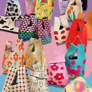 [콩심팥심]미니 손가방 니트백 토트백 손목가방 에코백