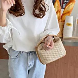 [라일리] Rly 라탄 여자 토트백 미니 사이즈 러블리 밀짚 크로