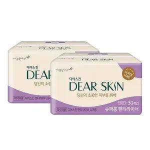 [디어스킨] 깨끗한나라 디어스킨 슈퍼롱 팬티라이너 30Px2팩