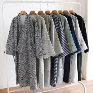 일본 호텔 가운 남성 호텔 샤워가운 대형 기모노 잠옷 여름 가을 유카타 온천가운