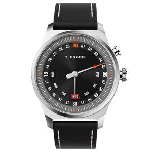 남성 T-ENGINE 시계 가죽 밴드 포함 50M 방수 24시간 시스템 비즈니스 워크 스포츠 캐주얼 원피스 손목 우아한 선물