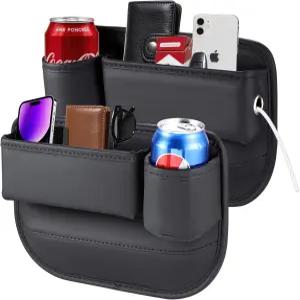 우미쿠 2팩 카시트 필러 정리함 컵 홀더가 있는 가죽 휴대폰용 자동차 수납 액세서리 선글라스 열쇠