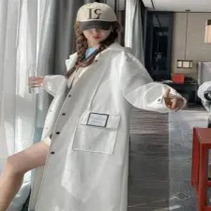 스트레인지 여성용 하프 캐주얼 야구 후드 봄가을 항공 기장 점퍼 루즈핏 올 트렌치코트 데일리룩 코트 집