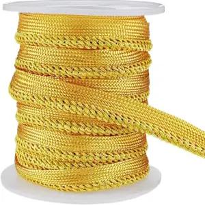 베네크레이트 10야드 메탈릭 골드 코드 엣지 배관 트림 3/8인치 플랫 필리그리 리본 브레이드 드레스