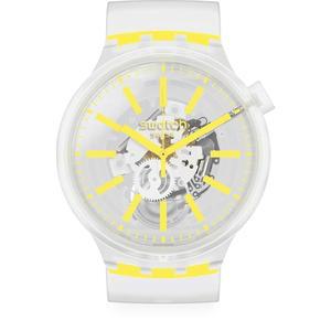 스와치 빅 볼드 래커드 유니 캐주얼 플라스틱 투명 쿼츠 방수 옐로인젤리