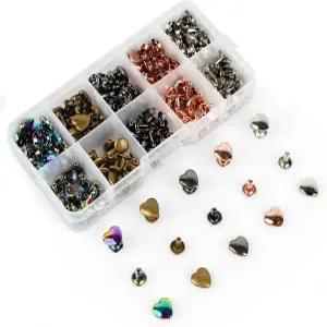 튜브형 더블 캡 리벳 - 믹스 컬러 하트 모양 10mm 금속 버튼 라운드 래피드 스터드 지갑 핸드백 신발 벨트