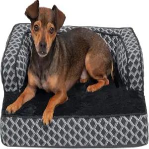 퍼헤이븐 컴피 소파 플러시 데코 스타일 상자 정형외과 폼 강아지 침대 - 다이아몬드 그레이 스몰