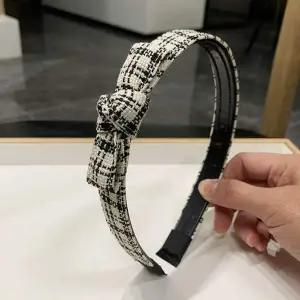 트위드 리본 머리띠 체크 여성 헤어밴드 가을 겨울