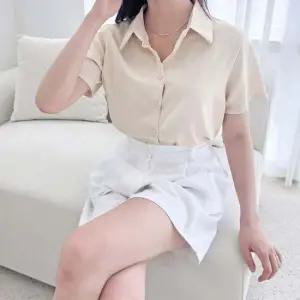 여성 여름 차르르실키 반팔 블라우스 셔츠남방