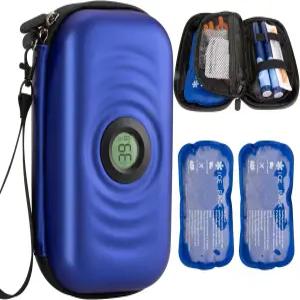 온도 표시가 있는 인슐린 쿨러 여행 케이스 야외 생활 여행용 재사용 가능한 TSA 승인 스 팩 2개 포함 냉장