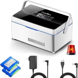 QIRDLP ( 업그레이드 버전 ) 인슐린 쿨러 케이스 휴대용 박스 미니 드럭 냉장고 손잡이 알람 및 USB