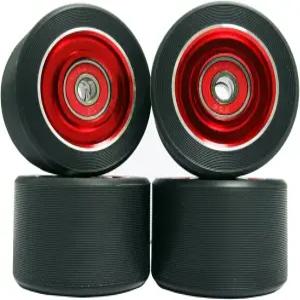 62mm 롤러 스케이트 휠 - ABEC-9 베어링이 장착된 알루미늄 합금 스피드 교체 휠(4팩)(블랙-레드)