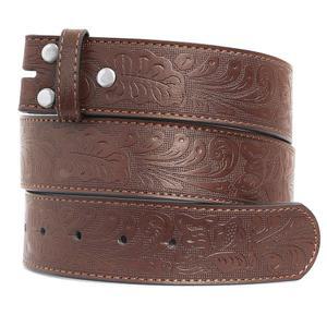 BC 벨트 웨스턴 가죽 스트랩 - 남성 여성 버클이 없는 엠보싱 스크롤워크가 있는 1.5 u201D 너비 카우보이/카우걸 스타일
