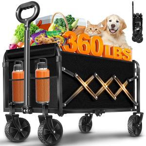 마차 카트 접이식 바퀴가 달린 휴대용 식료품 캠핑 스포츠 쇼핑 블랙용 야외 유틸리티