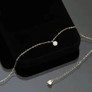 14K 골드 라운드 큐빅 팬던트 체인 금 팔찌