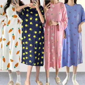 수면잠옷원피스/빈필원피스잠옷/빅사이즈/긴팔/루즈핏/오버핏/홈웨어/이지웨어/바캉스/여름/여행8