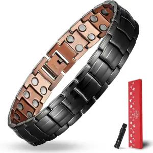 MagEnergy 남성용 구리 자석 팔찌 99.9 순도 이중 줄 강도 사이즈 조절 도구가 있는 주얼리